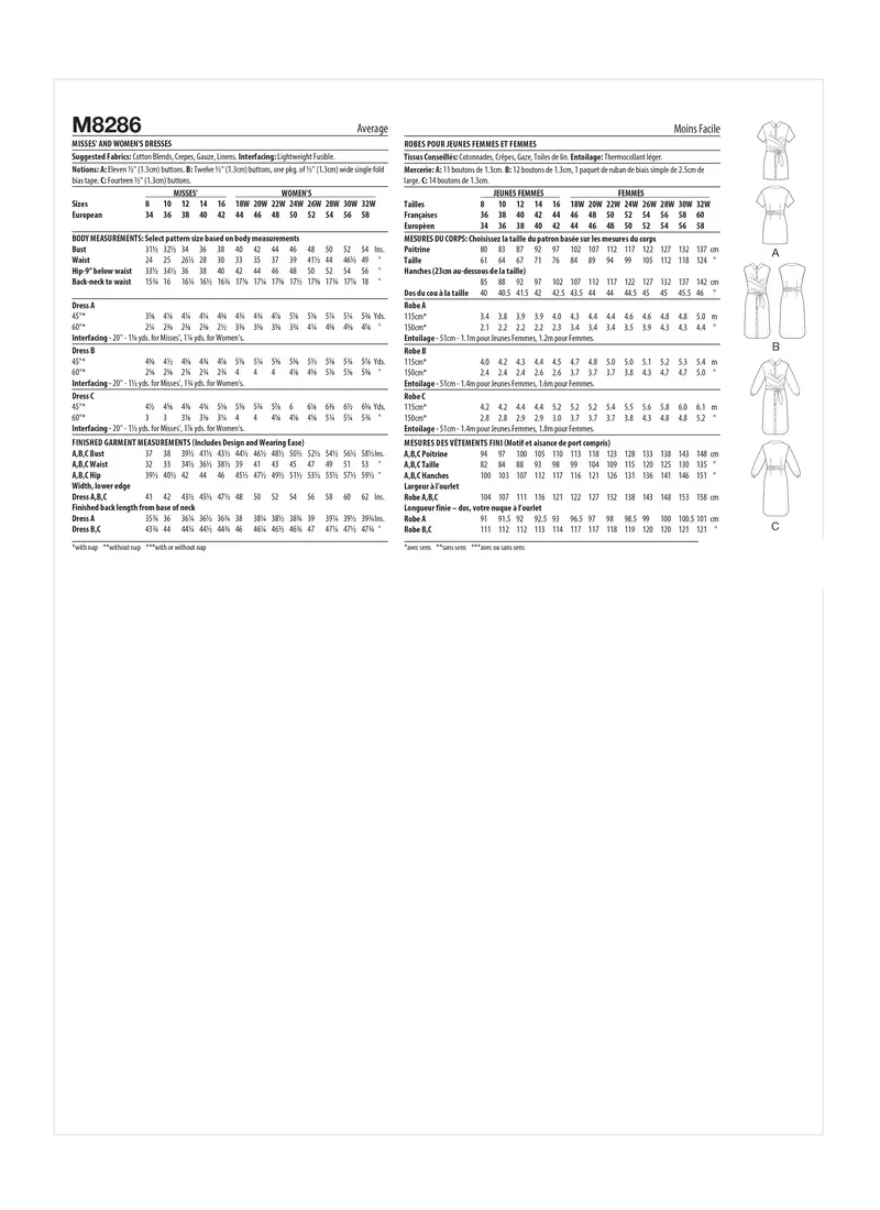 Mccalls 8286 Misses' And Women's Dresses Sewing Pattern 3