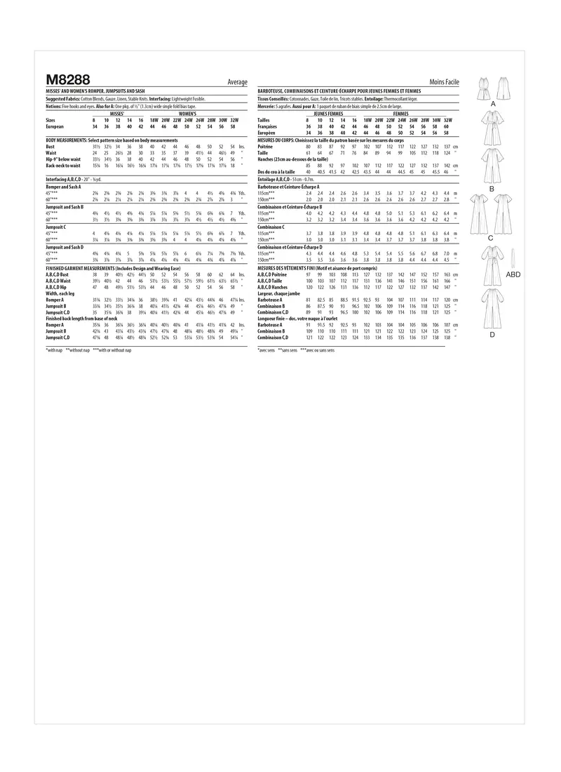 Mccalls 8288 Misses' And Women's Romper, Jumpsuits Pattern 3