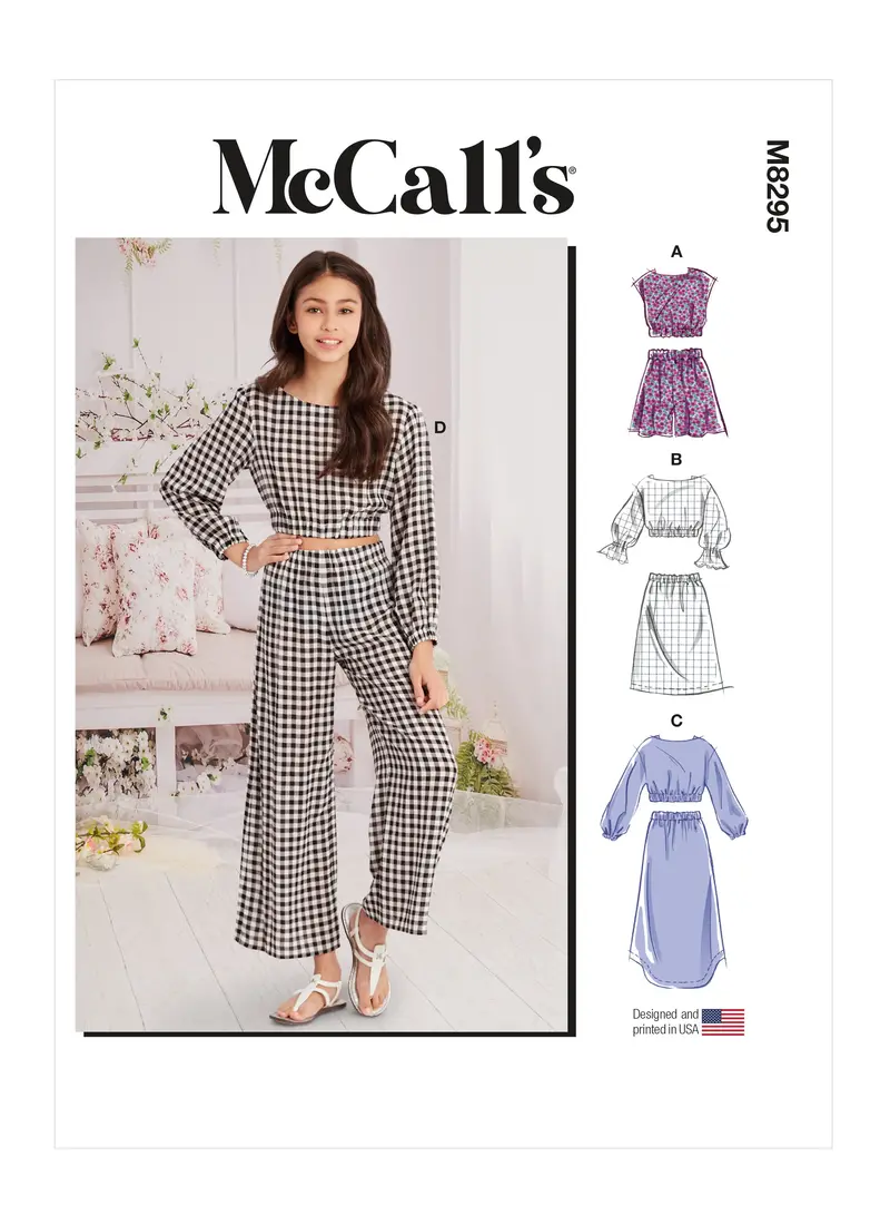 Mccalls 8295 Girls' Tops, Skirts, Shorts And Pants Pattern 2