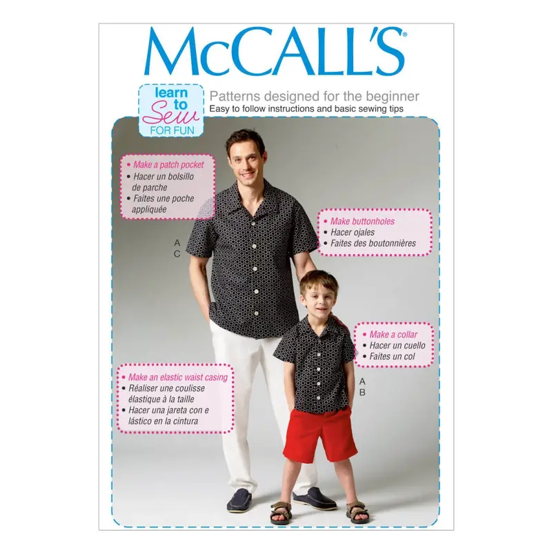 Mccall's Sewing Pattern 6972 Men's/Boys' Shirt, Shorts And Pants 2