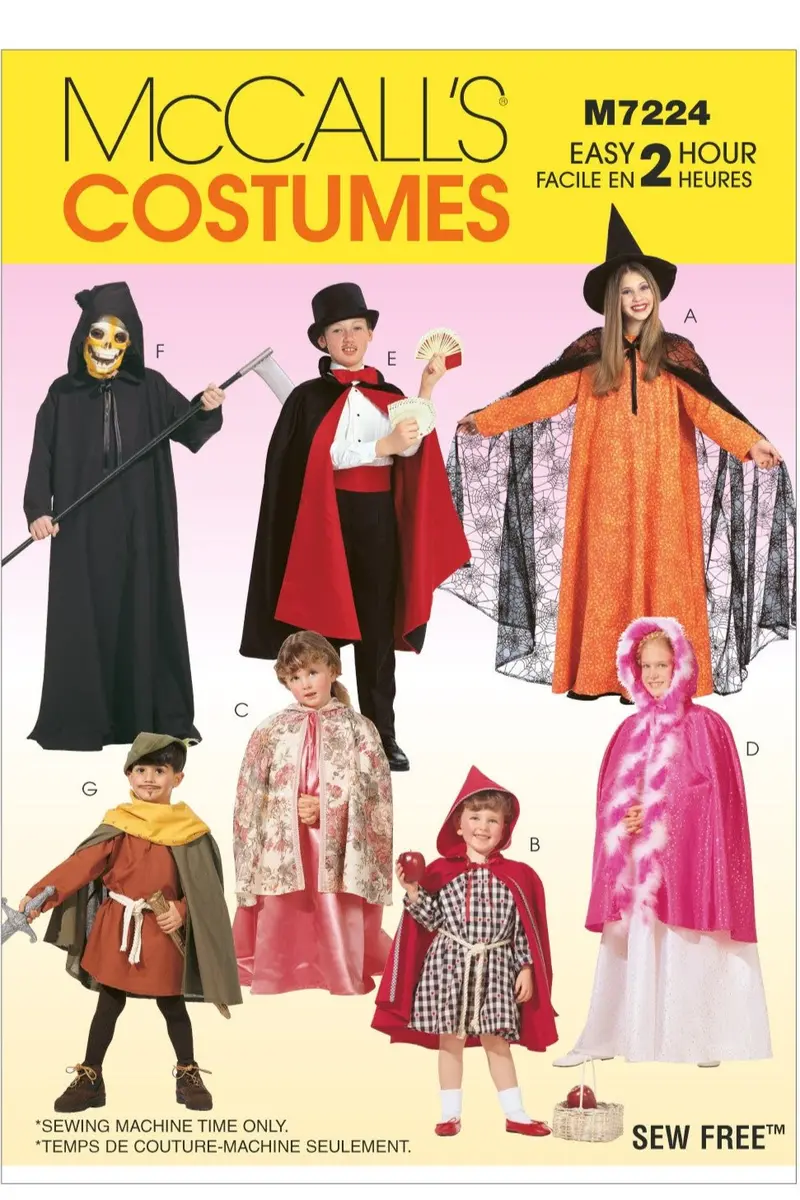 Mccall's Sewing Pattern 7224 Children's Halloween Costumes 2