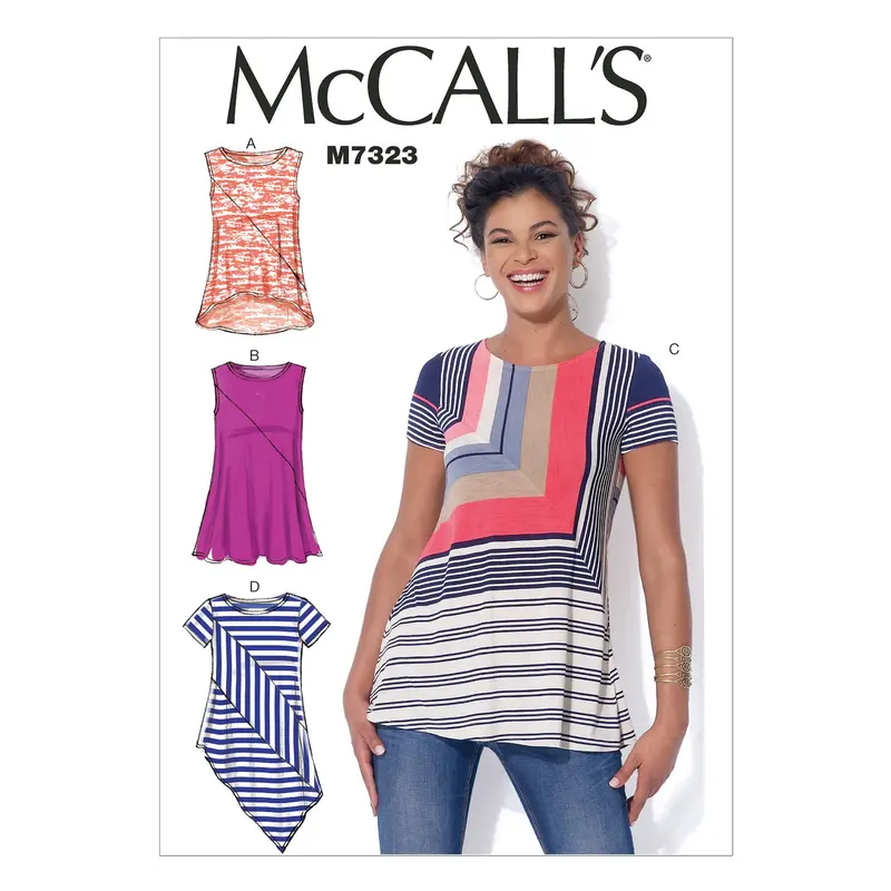 Mccall's Sewing Pattern 7323 Misses' Asymmetrical Seam Detail Tops 2