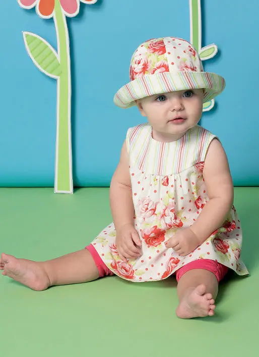 Mccall's Sewing Pattern 7342 Infants Back-Bow Dresses, Leggings And Hat 1