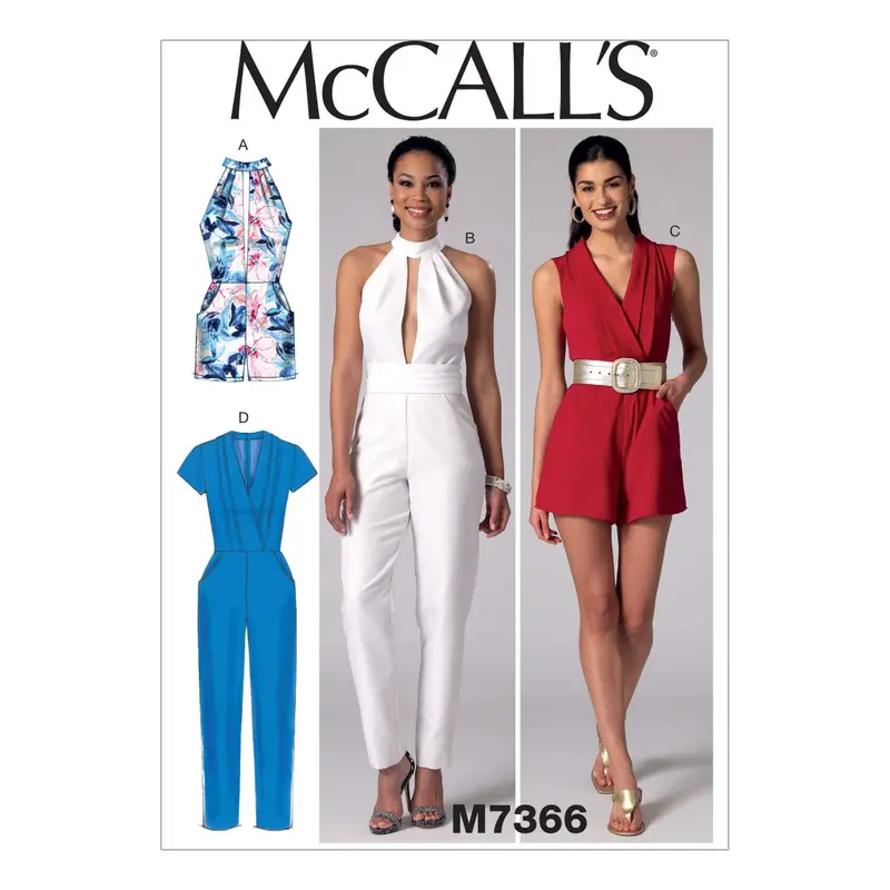 Mccall's Sewing Pattern 7366 Misses' Pleated Rompers, Jumpsuits And Belt 2
