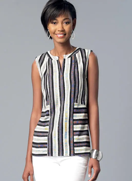 Mccall's Sewing Pattern 7390 Misses' Split-Neck, Seam-Detail Tops 1
