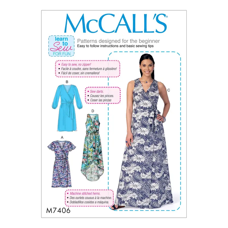 Mccall's Sewing Pattern 7406 Dresses And Belt 2