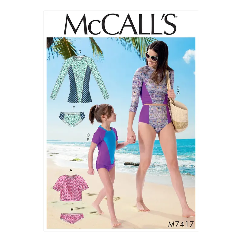 Mccall's Sewing Pattern 7417 Misses / Girls Swimsuits 2