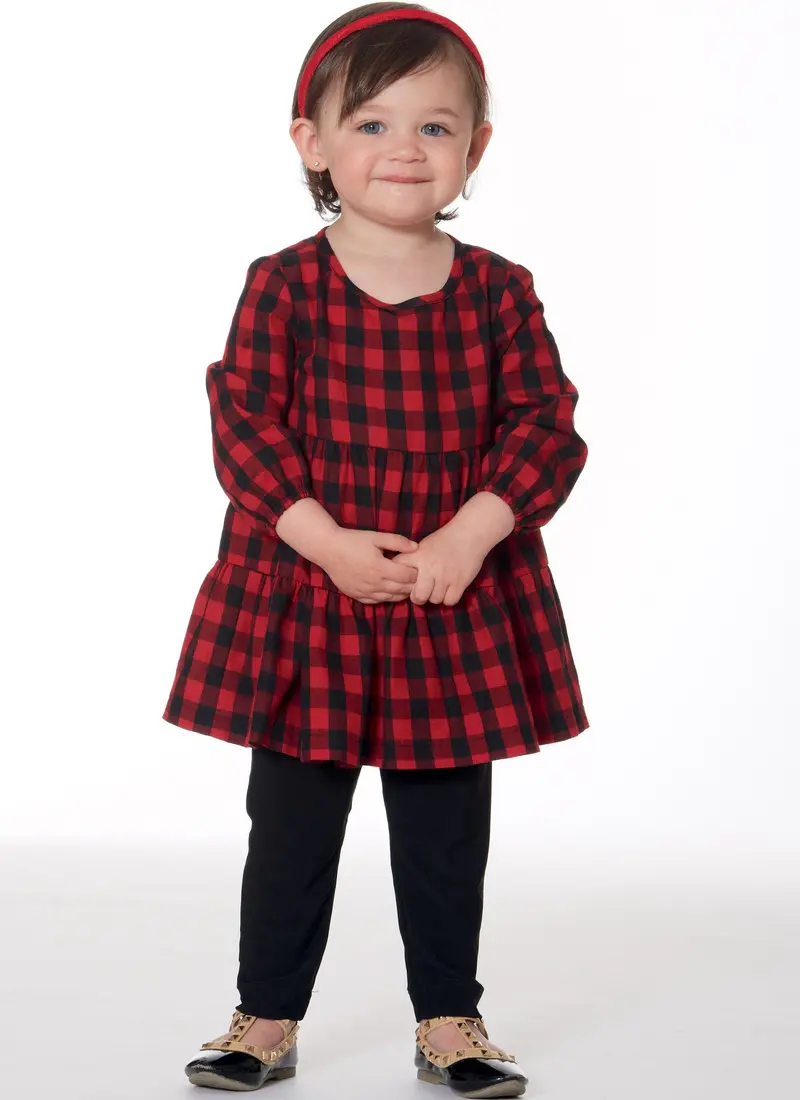 Mccall's Sewing Pattern 7458 Toddlers' Gathered Tops, Dresses And Leggings 1