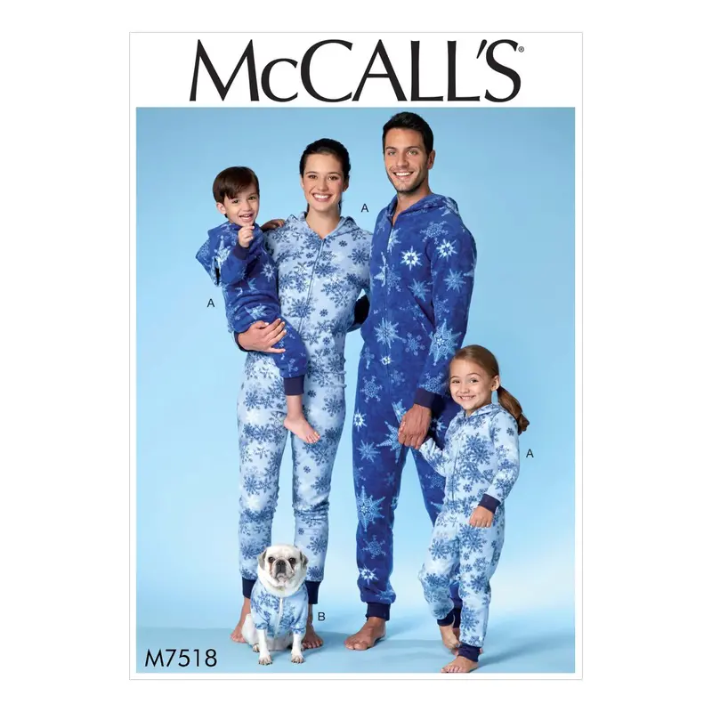 Mccall's Sewing Pattern 7518 Hooded Onesies And Dog Coat 2