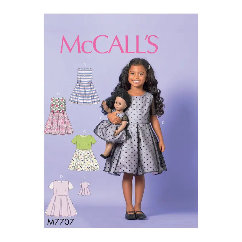 Mccall's Sewing Pattern 7707 Dresses For Girls And Dolls 1