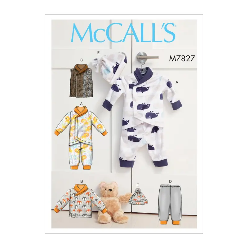 Mccall's Sewing Pattern 7827 Infants Bunting, Jacket, Vest, Pants And Hat 1