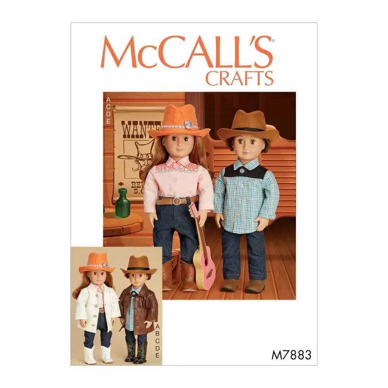 Mccall's Sewing Pattern 7883 Doll Clothes, Hat And Belt 1