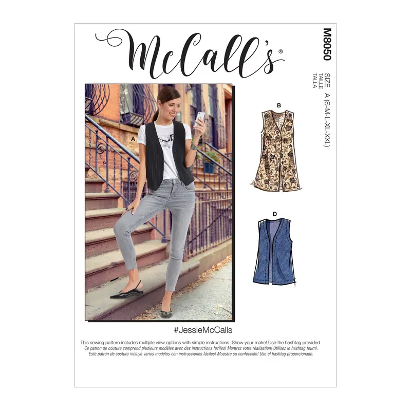 Mccall's Sewing Pattern 8050 Unlined Vests In Two Lengths 2