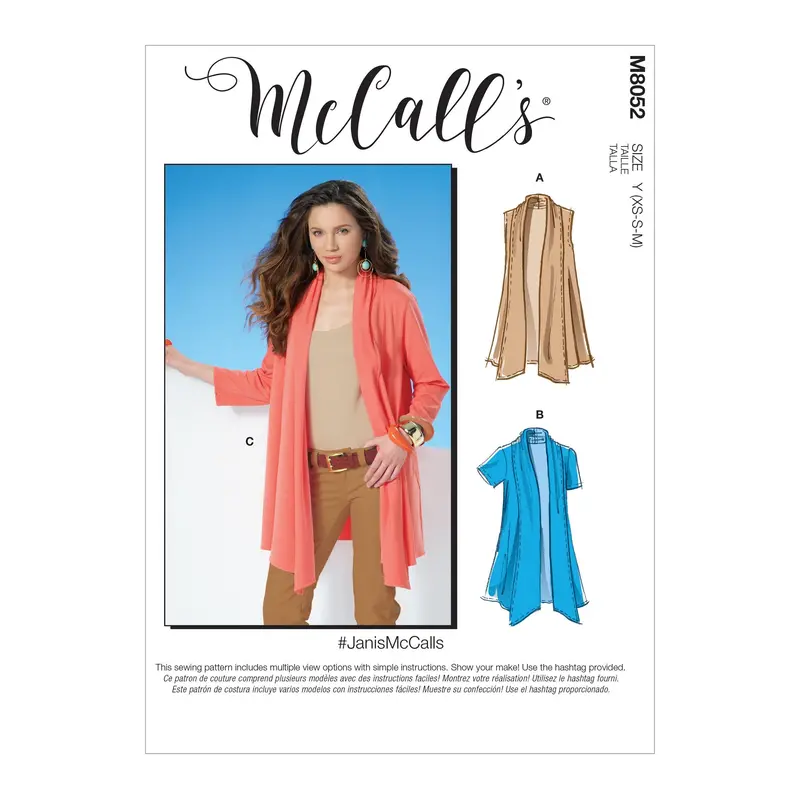 Mccall's Sewing Pattern 8052 Shawl Collar Cardigans 2