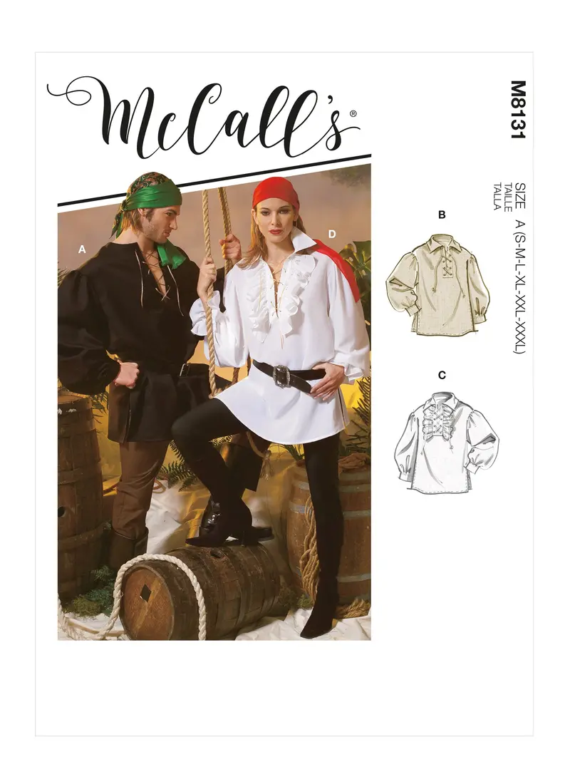 Mccall's Sewing Pattern 8131 Unisex Pirates Shirts 2