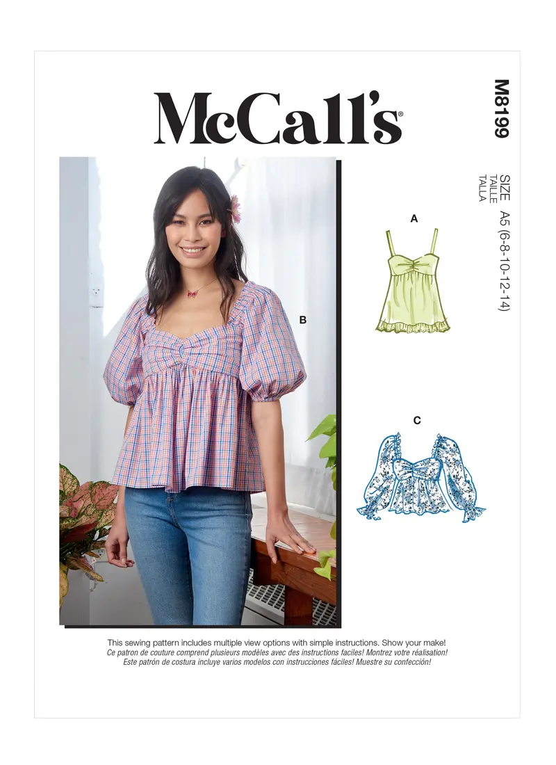 Mccall's Sewing Pattern 8199 Baby Doll Tops 2