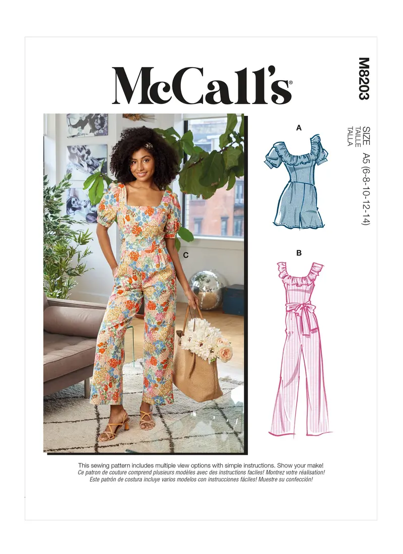 Mccall's Sewing Pattern 8203 Romper, Jumpsuits And Sash 2