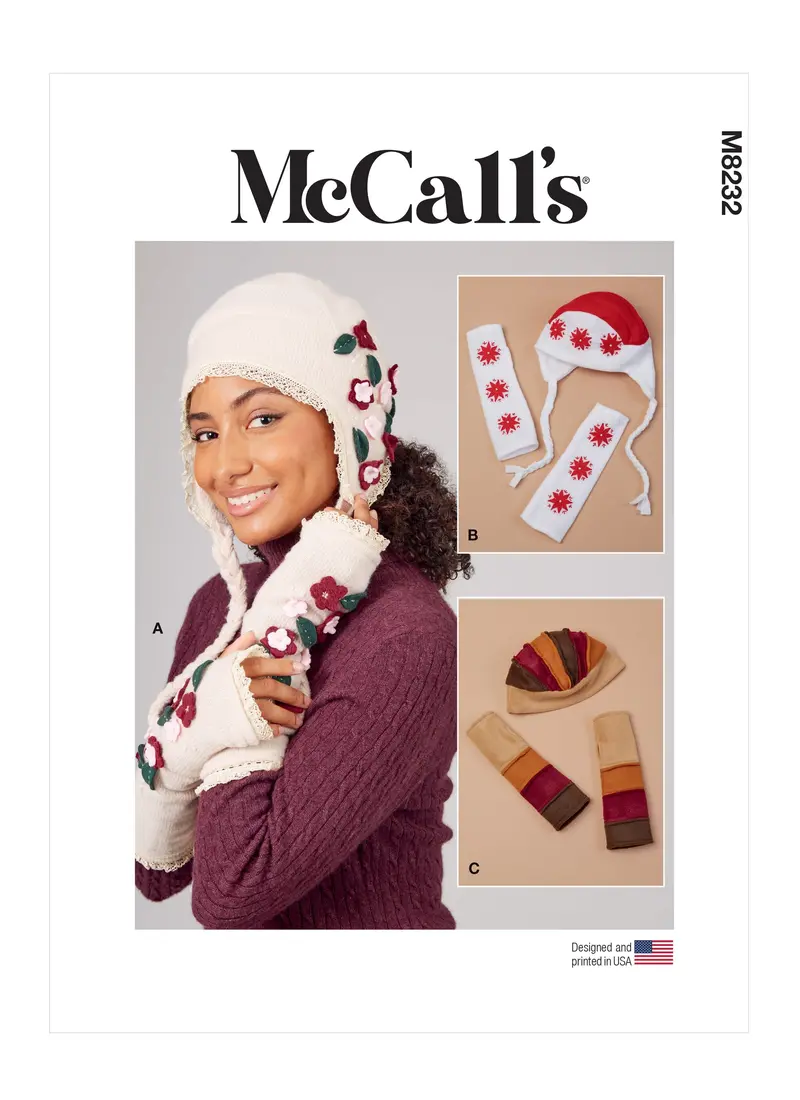 Mccall's Sewing Pattern 8232 Misses' Knit Hats And Fingerless Gloves 2