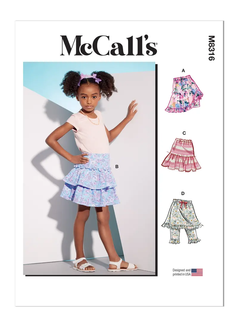 Mccall's Sewing Pattern 8316 Children's Skorts 2
