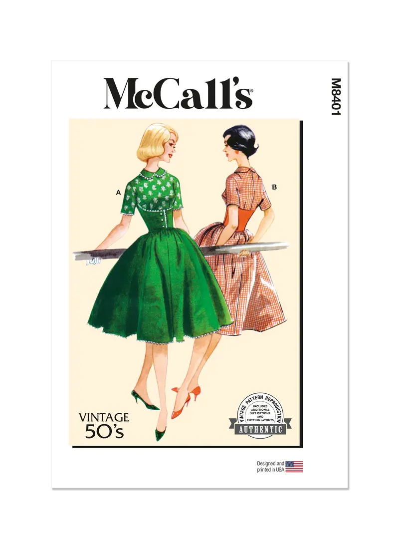 Mccall's Sewing Pattern 8401 1950'S Midriff Dress 2