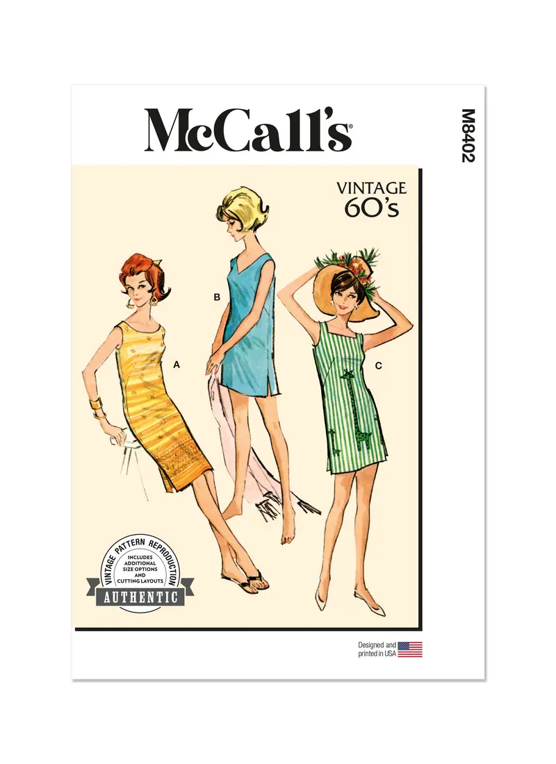 Mccall's Sewing Pattern 8402 Vintage 60'S Dresses 1