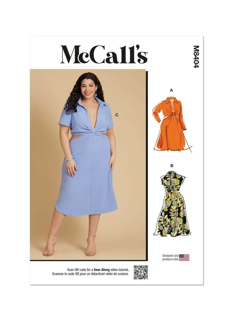 Mccall's Sewing Pattern 8404 Knotted Shirt Dress 2