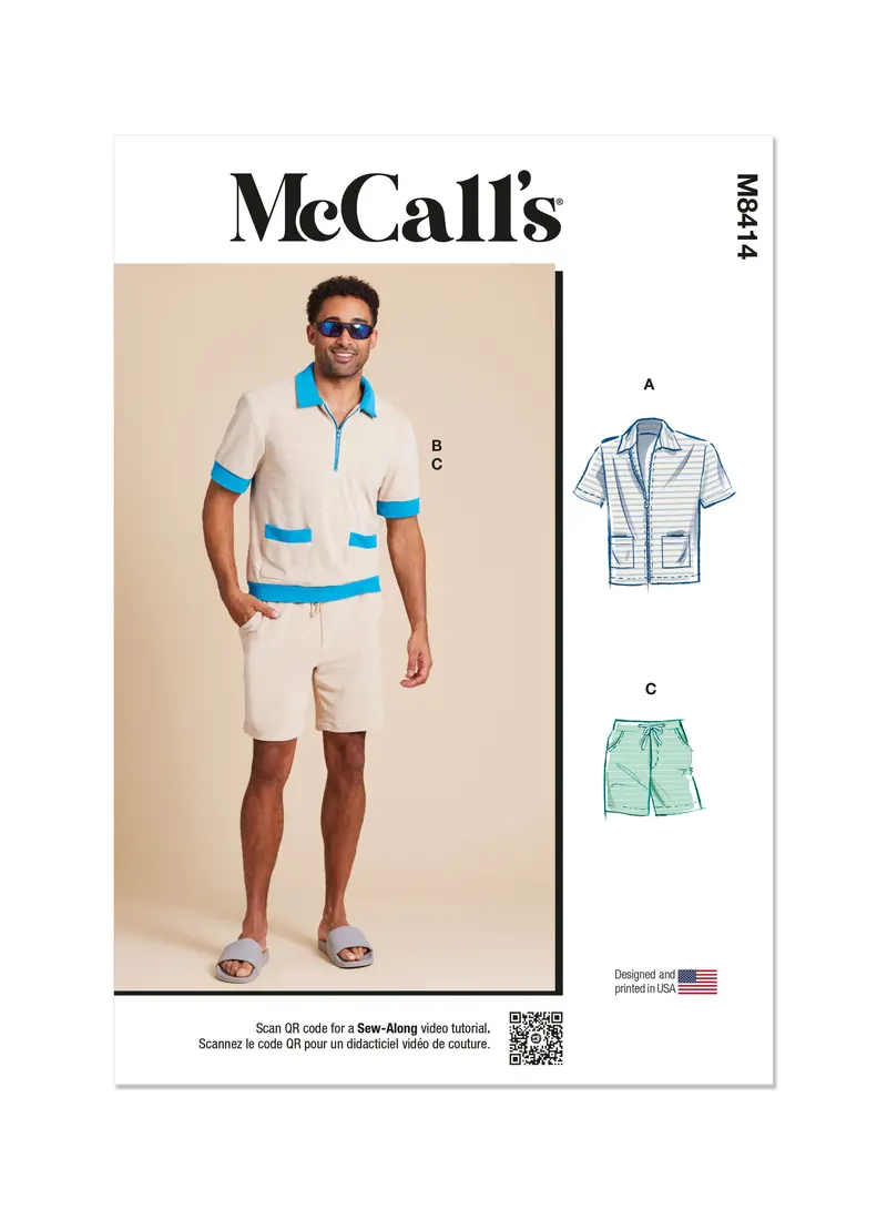 Mccall's Sewing Pattern 8414 Men's Shirts And Shorts 2