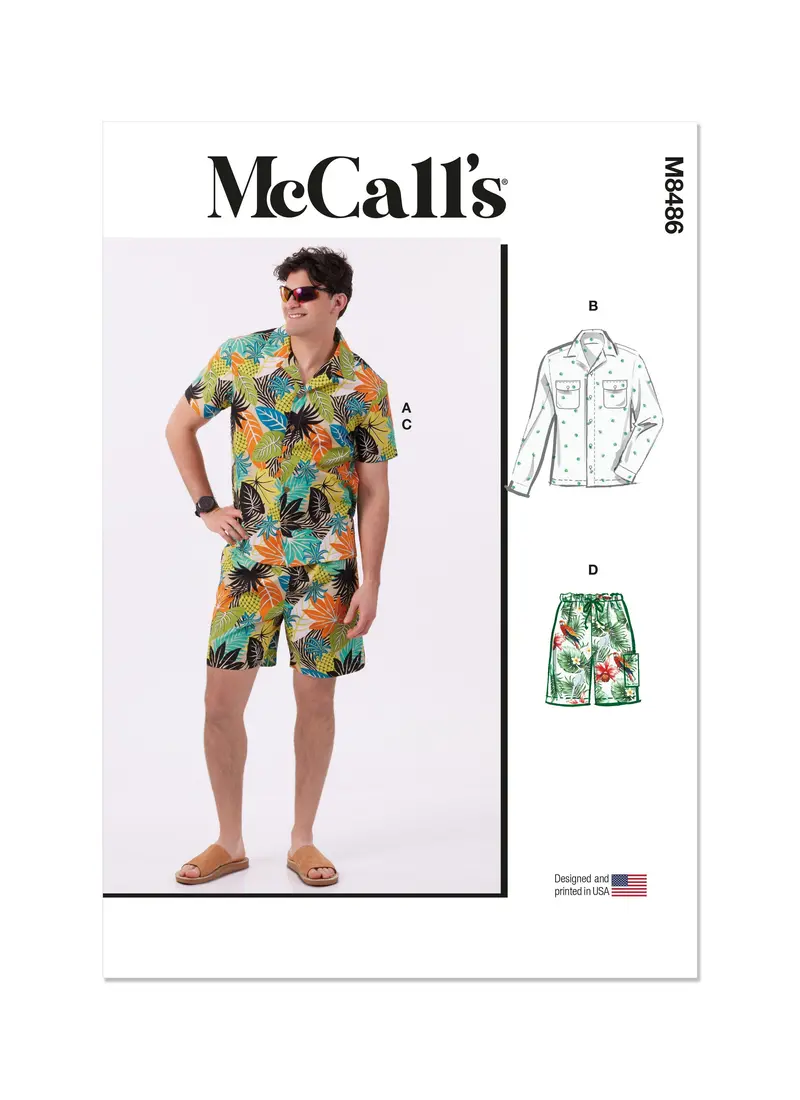 Mccall's Sewing Pattern 8486 Men's Shirts And Shorts 2