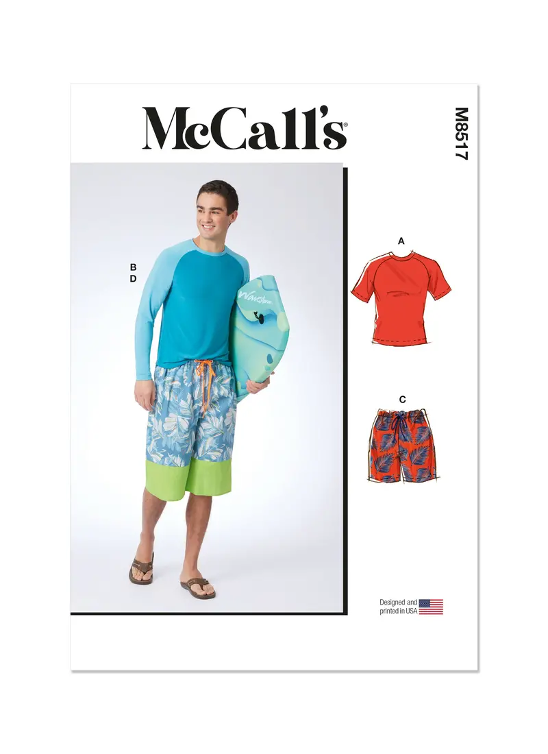 Mccall's Sewing Pattern 8517 Men's Rashguards And Shorts 2