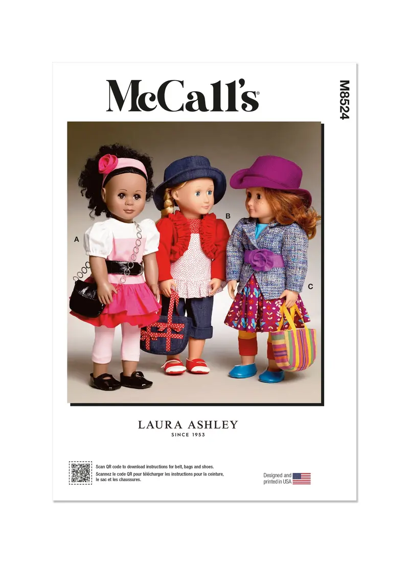 Mccall's Sewing Pattern 8524 18" Doll Clothes By Laura Ashley 2