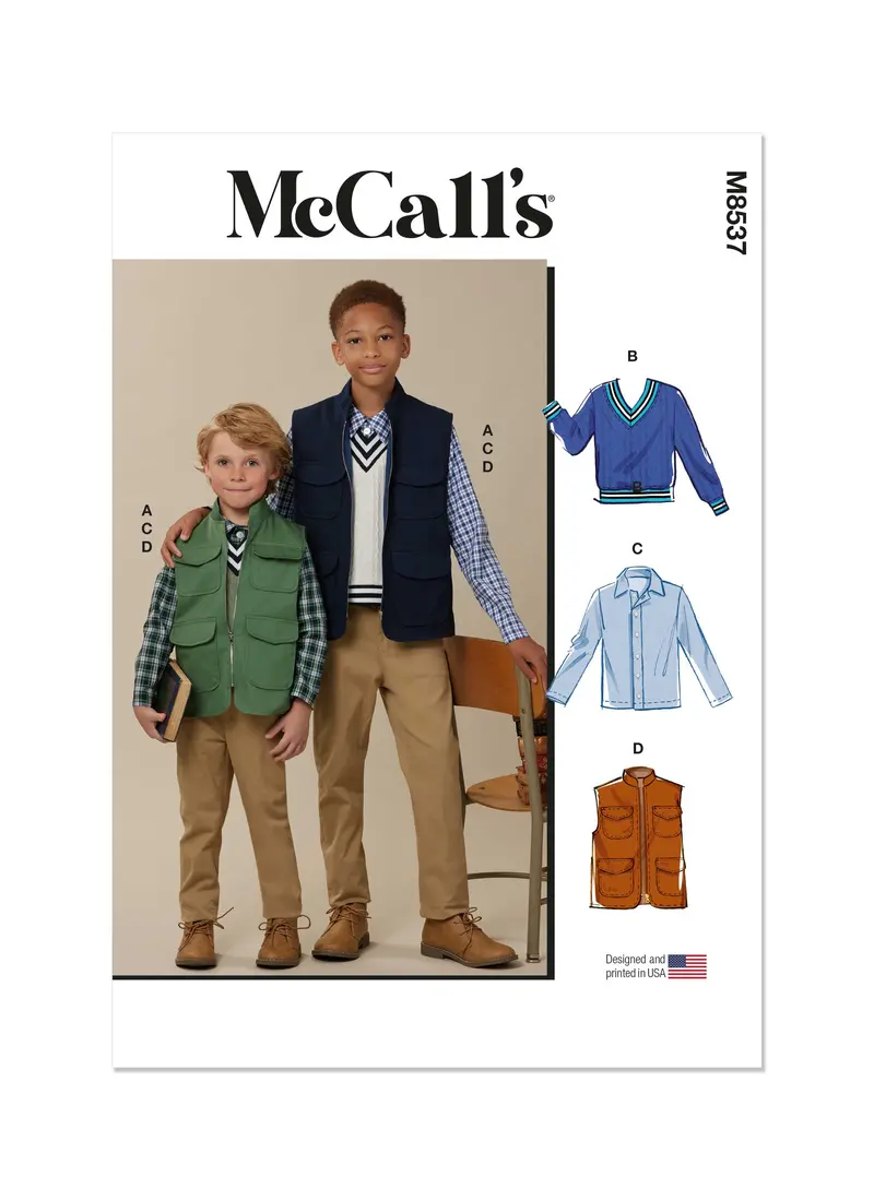Mccall's Sewing Pattern 8537 Boys’ Waistcoats, Top And Shirt 2
