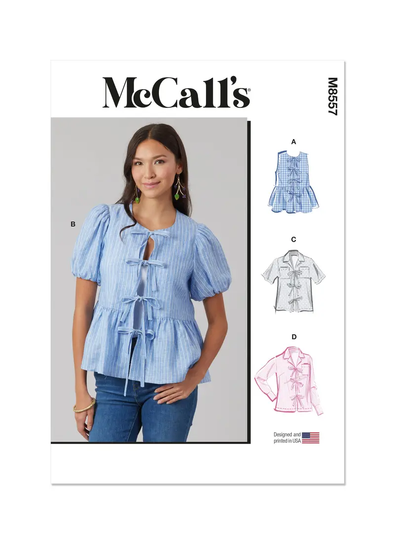 Mccall's Sewing Pattern 8557 Misses' And Women's Tie Front Tops 2