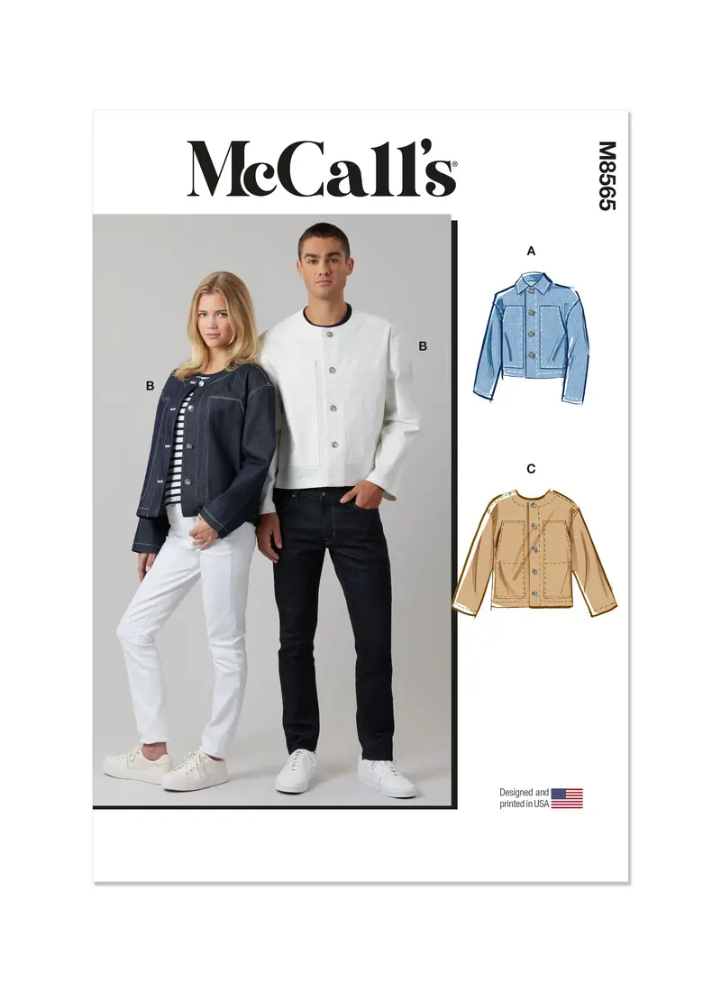 Mccall's Sewing Pattern 8565 Unisex Jacket With Collar Variations 2