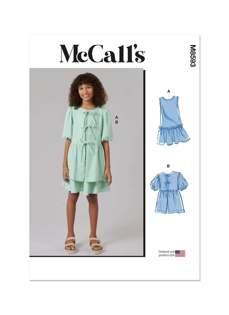 Mccall's Sewing Pattern 8593 Girls' Dress And Top 2
