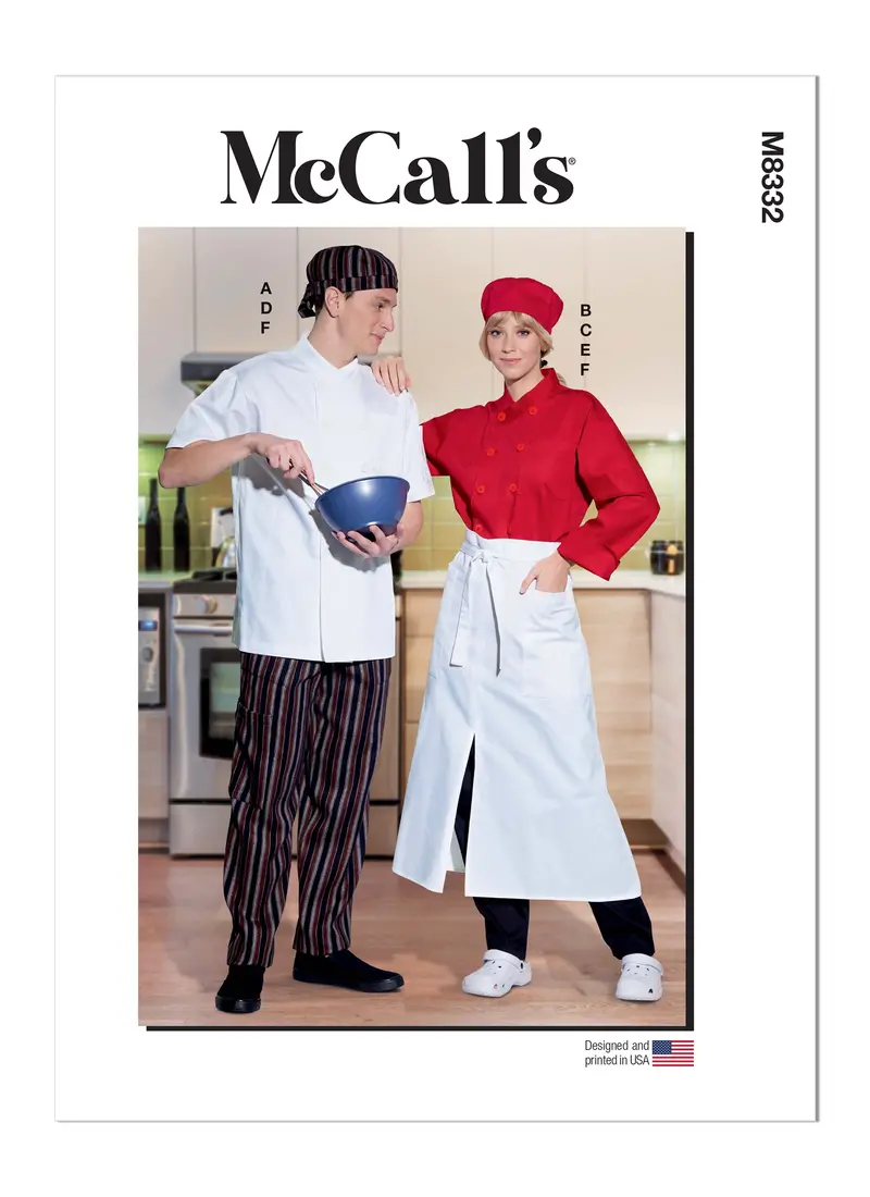 Mccall's Sewing Pattern M8332 Unisex Chef Jacket, Pants, Apron And Cap 2