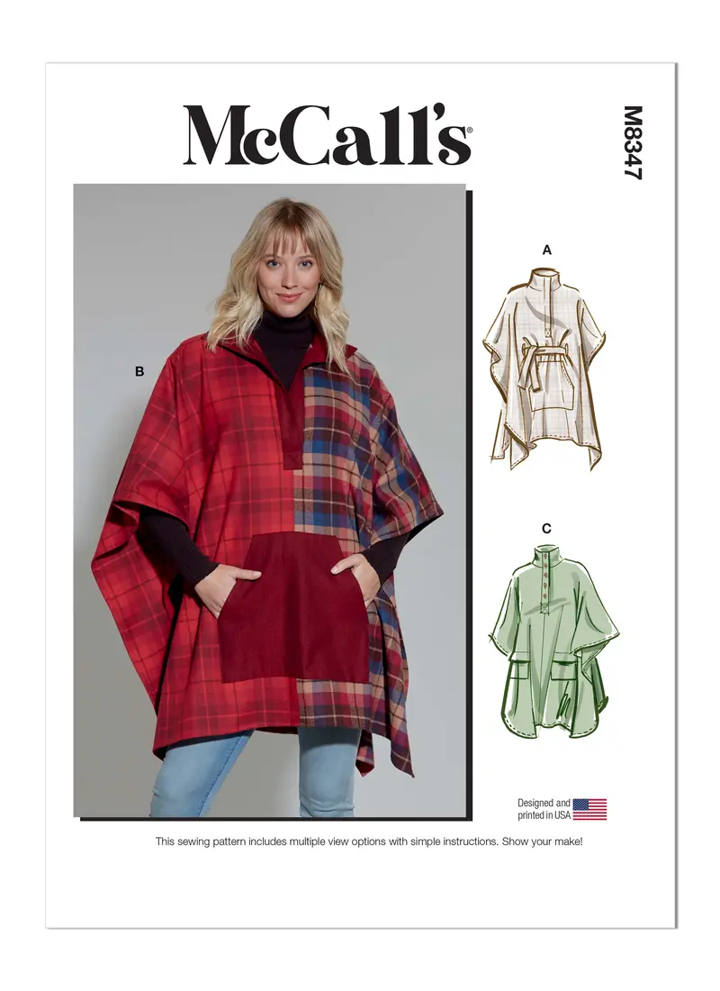 Mccall's Sewing Pattern M8347 Misses' Poncho 2