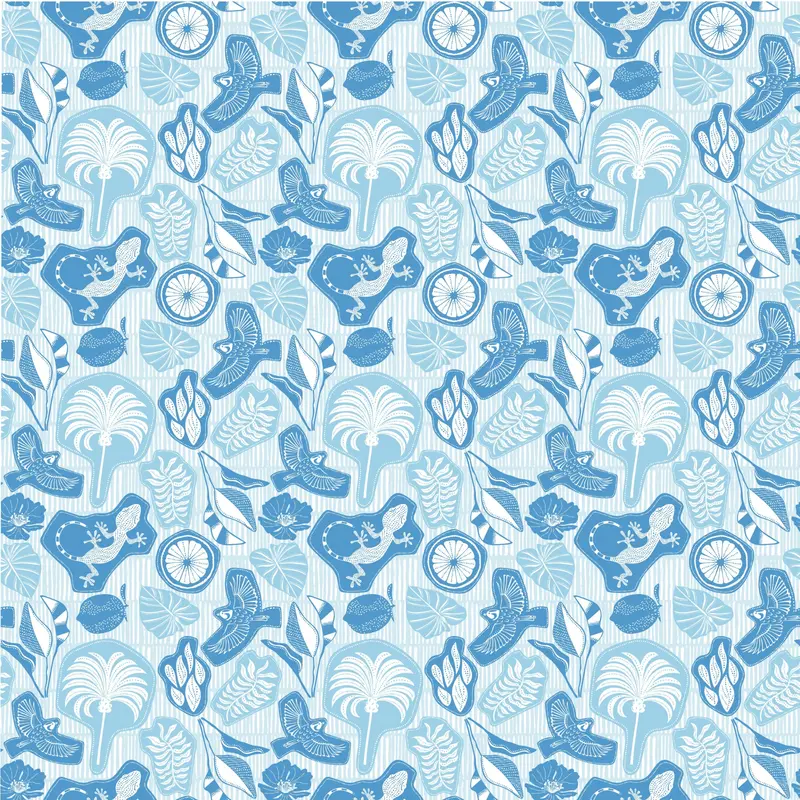 Mediterranean Organic Cotton Fabric, Mosaics 1