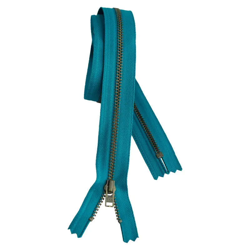 Metal Dress Zip | Antique Brass - Jade 1