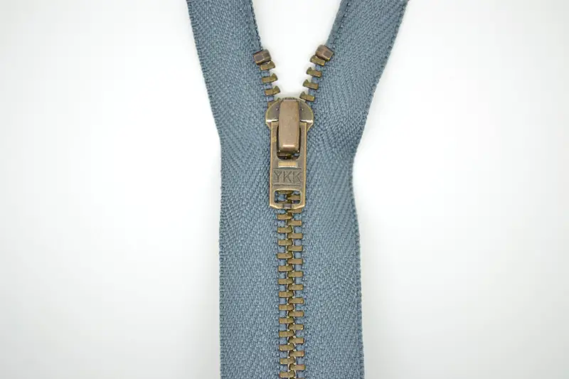 Metal Dress Zip | Antique Brass - Mid Grey 2