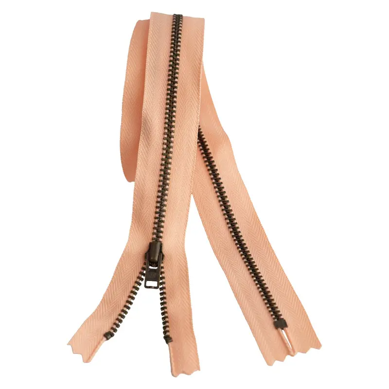 Metal Dress Zip | Antique Brass - Peach 1