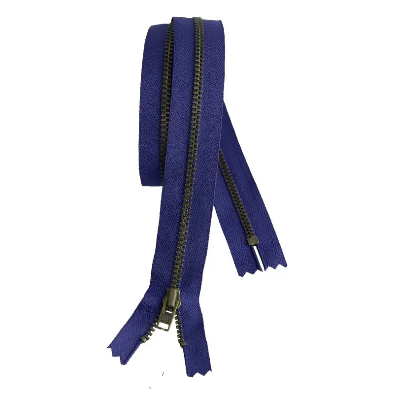 Metal Dress Zip | Antique Brass - Purple 1