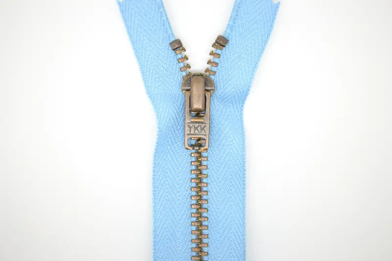 Metal Dress Zip | Antique Brass - Sky 2