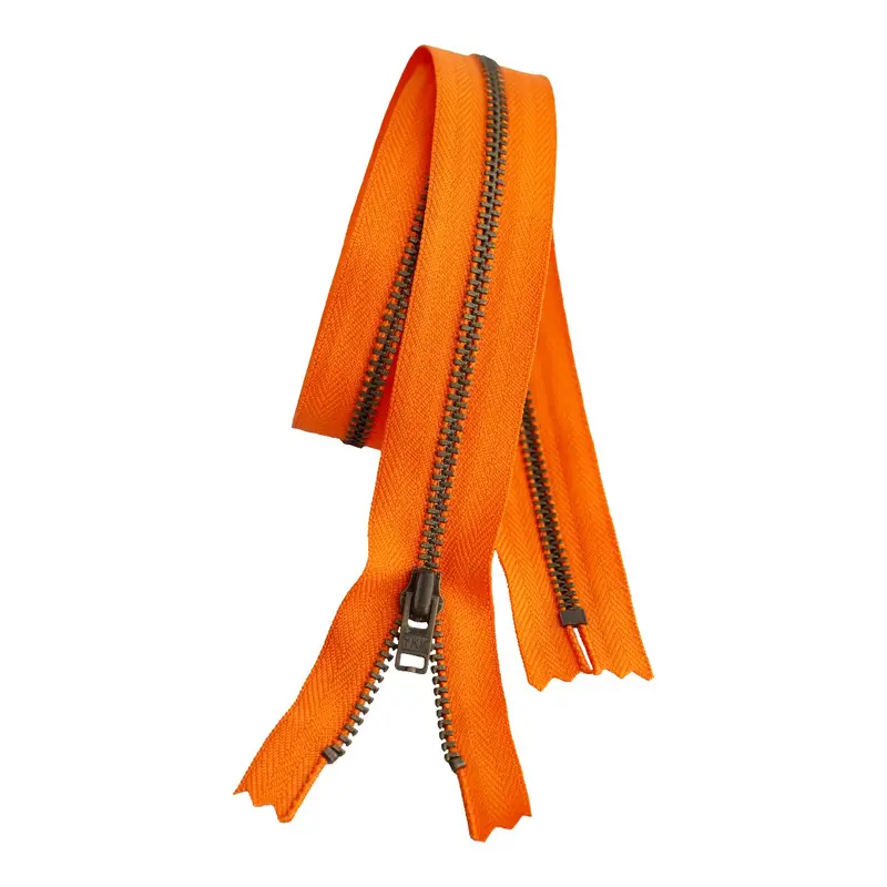 Metal Dress Zip | Antique Brass - Tangerine 1