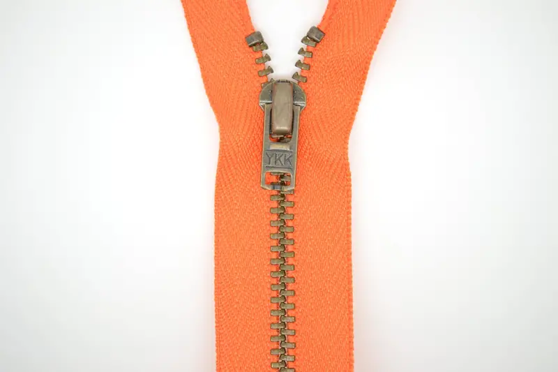Metal Dress Zip | Antique Brass - Tangerine 2