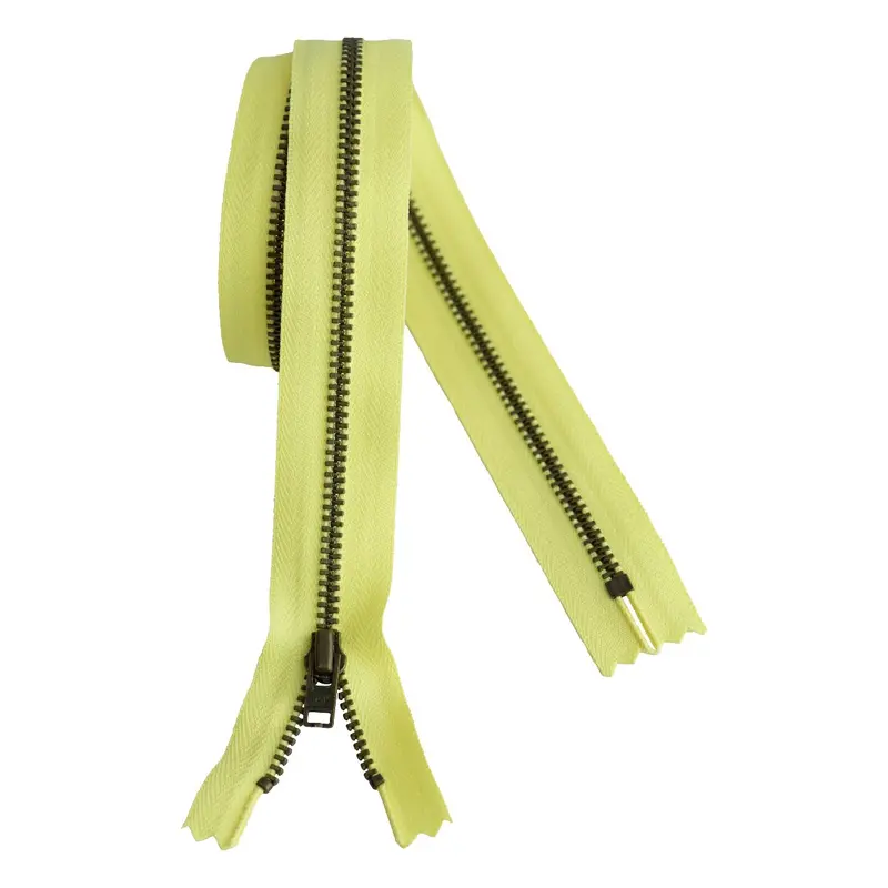 Metal Dress Zip | Antique Brass - Yellow 1