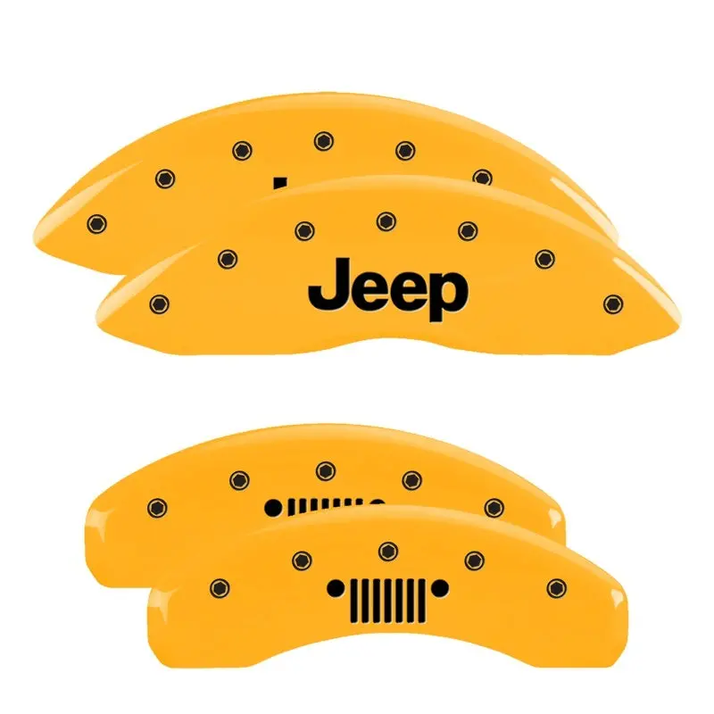 Mgp 4 Caliper Covers Engraved F&R 11-18 Jeep Grand Cherokee Yellow Finish Black Jeep/Grill Logo 1