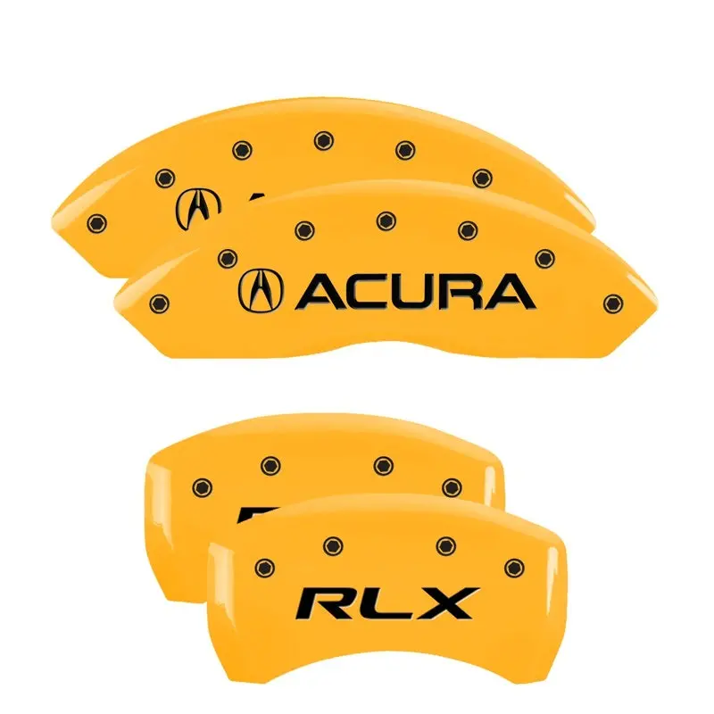 Mgp 4 Caliper Covers Engraved Front Acura Engraved Rear Rlx Yellow Finish Black Ch 1