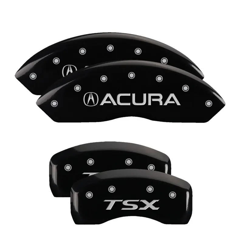 Mgp 4 Caliper Covers Engraved Front Acura Engraved Rear Tsx Black Finish Silver Ch 1