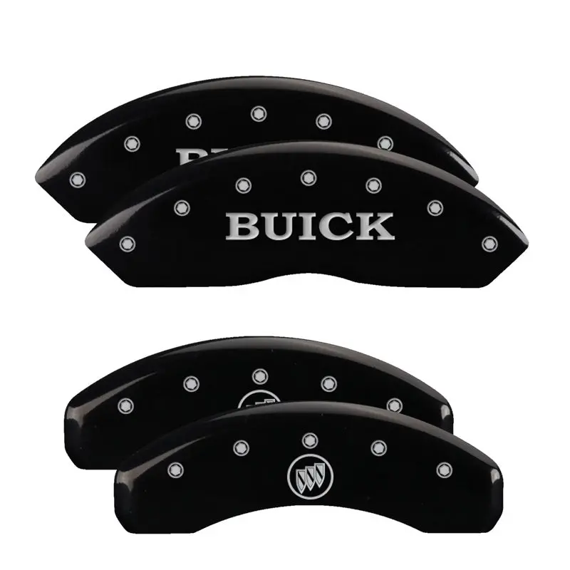 Mgp 4 Caliper Covers Engraved Front Buick Engraved Rear Buick Shield Black Finish Silver Ch 1