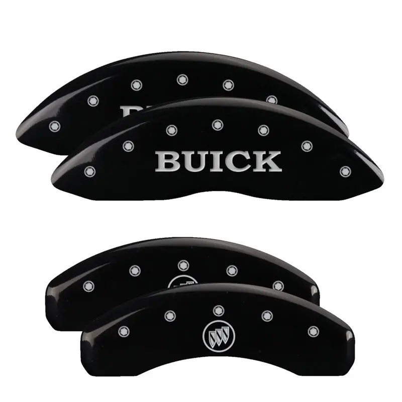 Mgp 4 Caliper Covers Engraved Front Buick Engraved Rear Buick Shield Black Finish Silver Ch 1